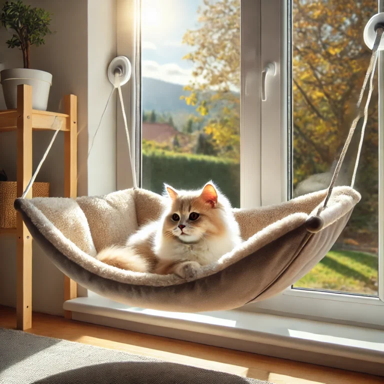 Een hangende katten raammand