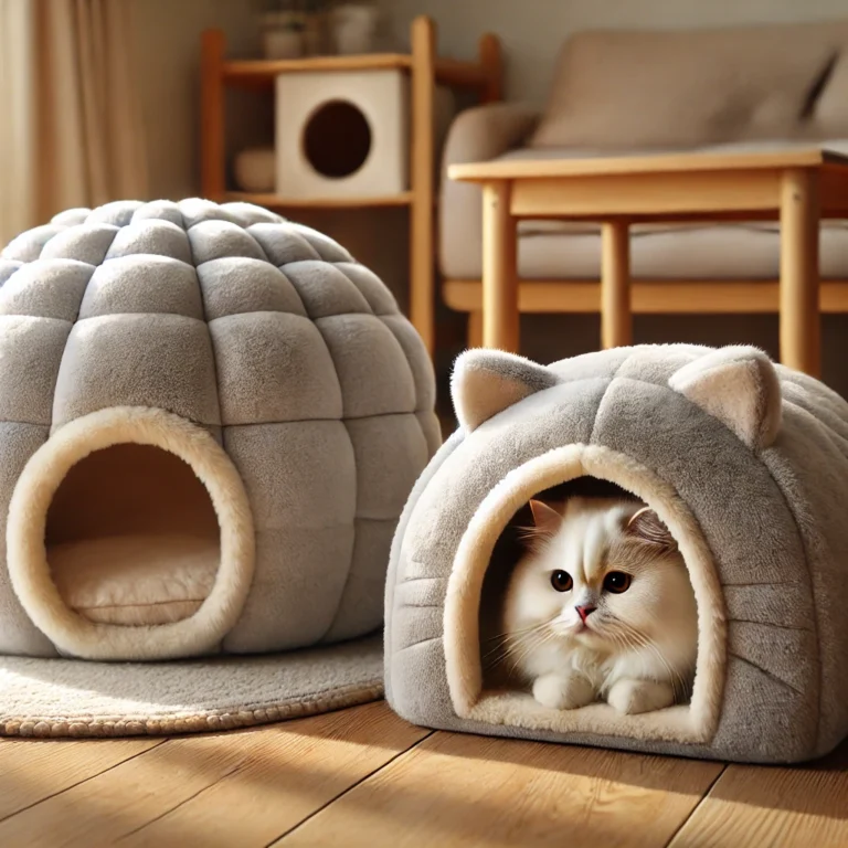 Een katten iglo en kattenhuisje