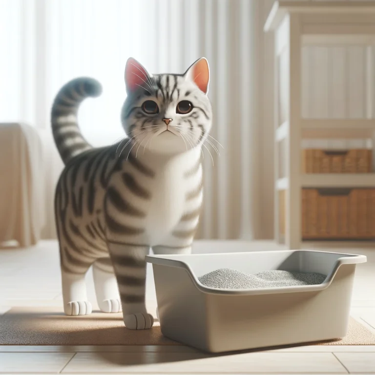 Kat naast de kattenbak